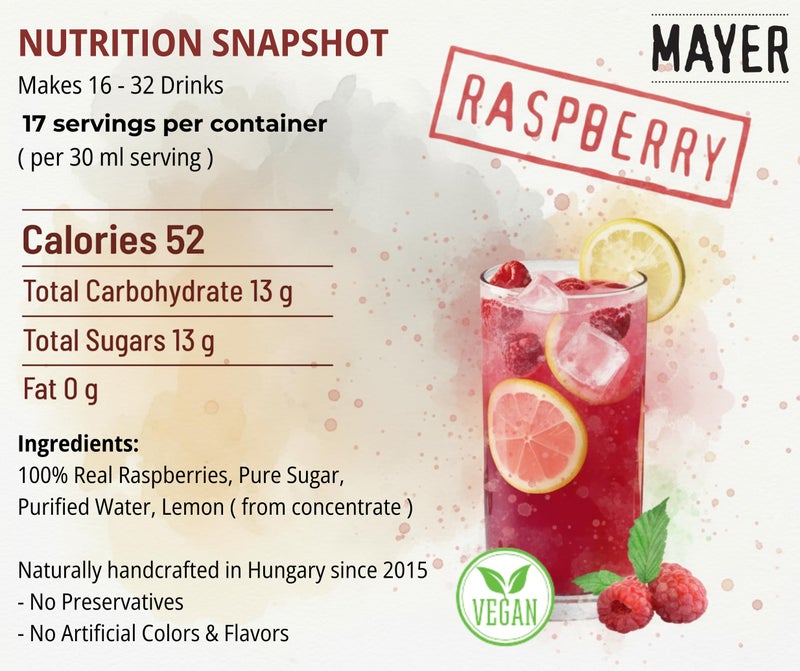 Mayer Hungarian Premium Raspberry Artisanal Syrup, Award-Winning, All-Natural, Vegan, Gluten-Free, Over 50% Real Fruits, Perfect Coffee Syrup & Cocktail Syrup, No Artificial Additives (1 Pack) - Image 4
